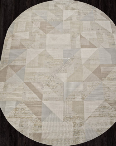 Ковер турецкий F416AD AFINA (Полиэстер, бежевый) овальный