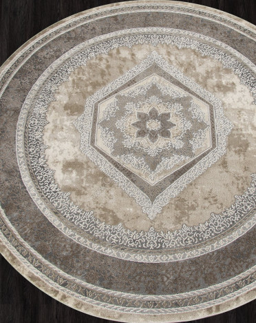 Ковер турецкий 04037C ARMINA (PP Heatset Высокоплотный, бежевый, серый) круглый