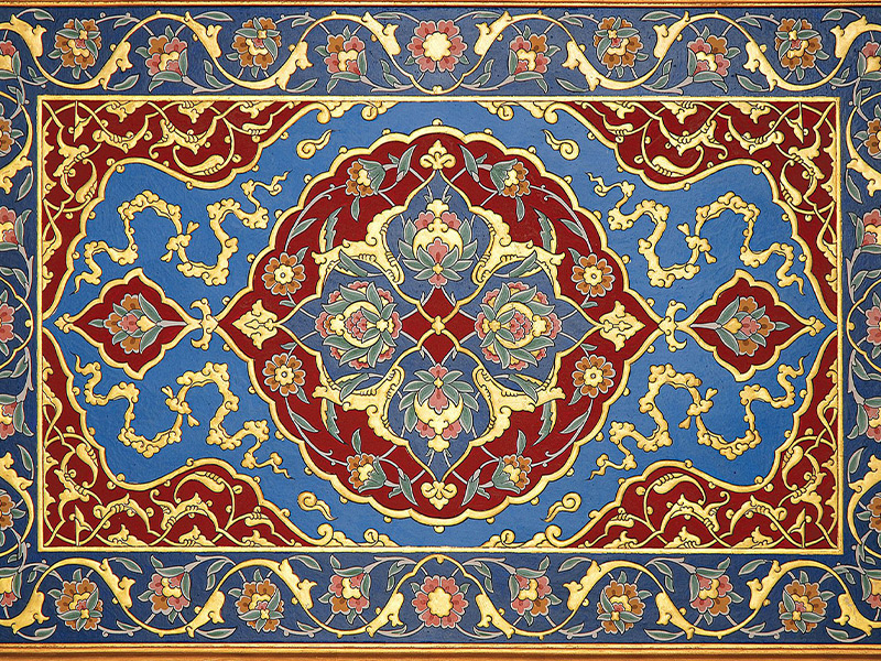 Орнамент лотоса на восточном ковре